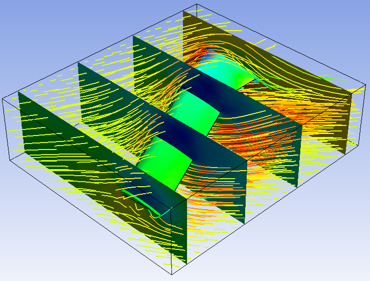Pressure Profiles and streamlines of a 3D airplane wing model